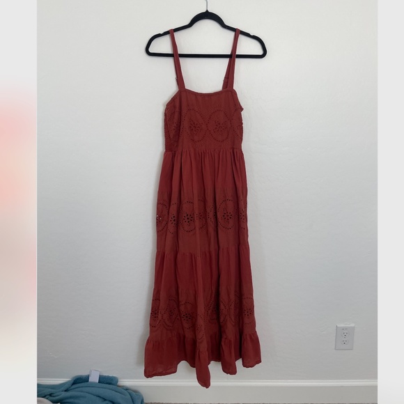 Eyelet Floral Maxi Chic Beach Vaca Vacation Chic Glam Party Boho Hipster Dress - Picture 8 of 8